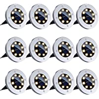 12 Piezas Luces Solares LED Exterior Jardín- Luz Blanca Cálido 8LED Luces Solar de Tierra- Luces de Jardín de…